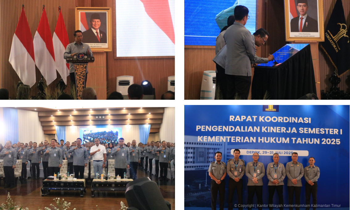 Apresiasi Optimalisasi Kinerja Jajaran di Semester I, Menteri Hukum Resmi Membuka Rakor Pengendalian Kinerja Tahun 2025.