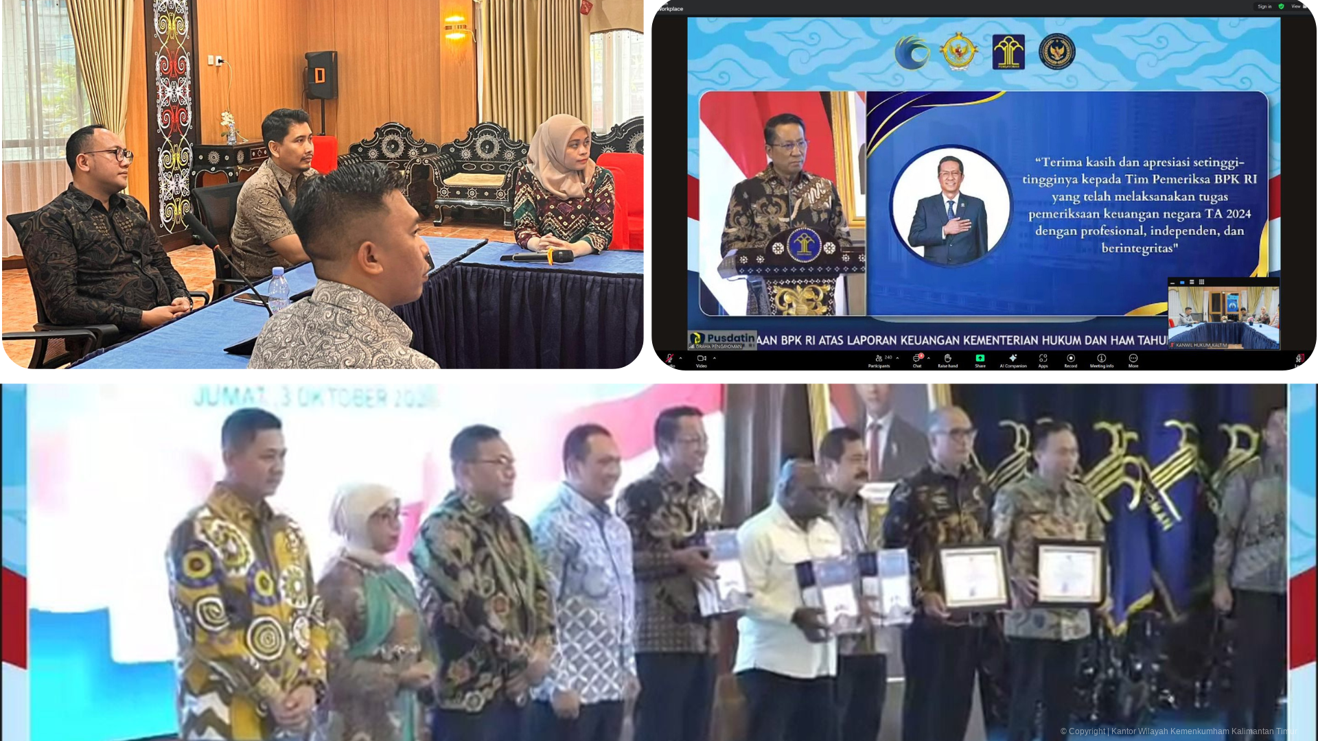 Kemenkum Kaltim Hadiri Penyerahan LHP BPK atas Laporan Keuangan Tahun 2024 Secara Virtual
