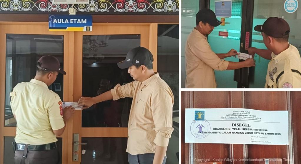 Amankan Aset Jelang Nataru, Kemenkum Kaltim Segel Ruangan Kantor