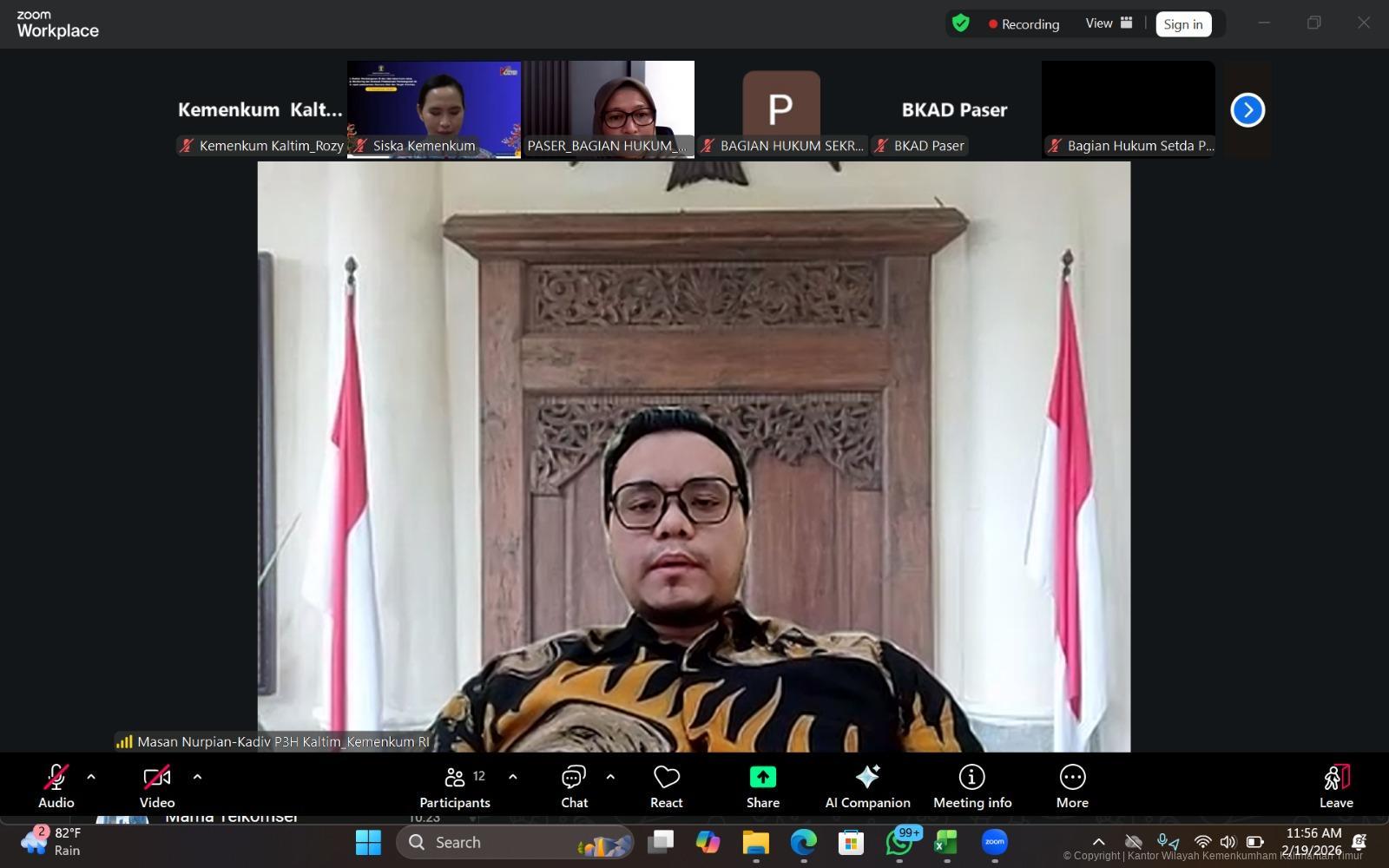 Kemenkum Kaltim Kawal Pra Harmonisasi Perubahan APBD Paser 2026