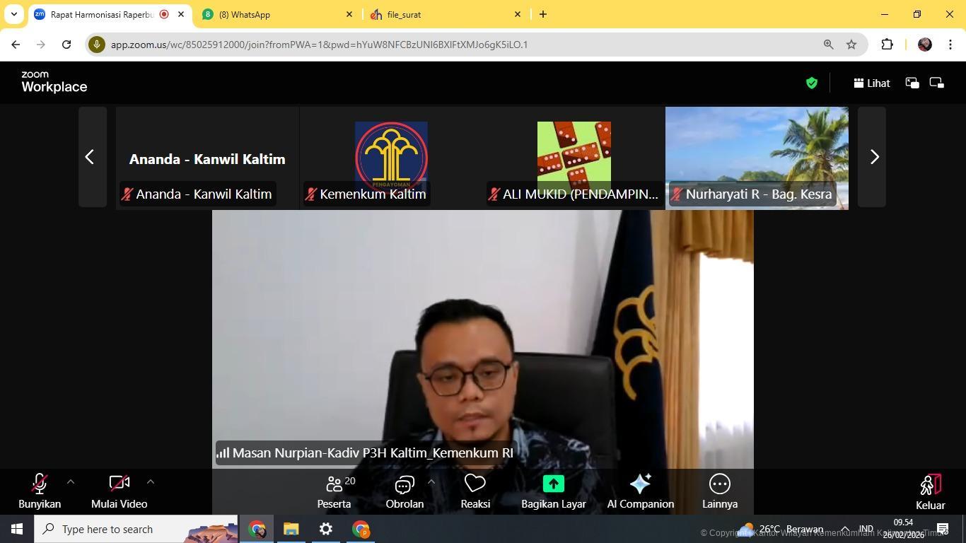 Harmonisasi Tiga Raperbup Kukar, Kemenkum Kaltim Perkuat Kepastian Hukum Daerah